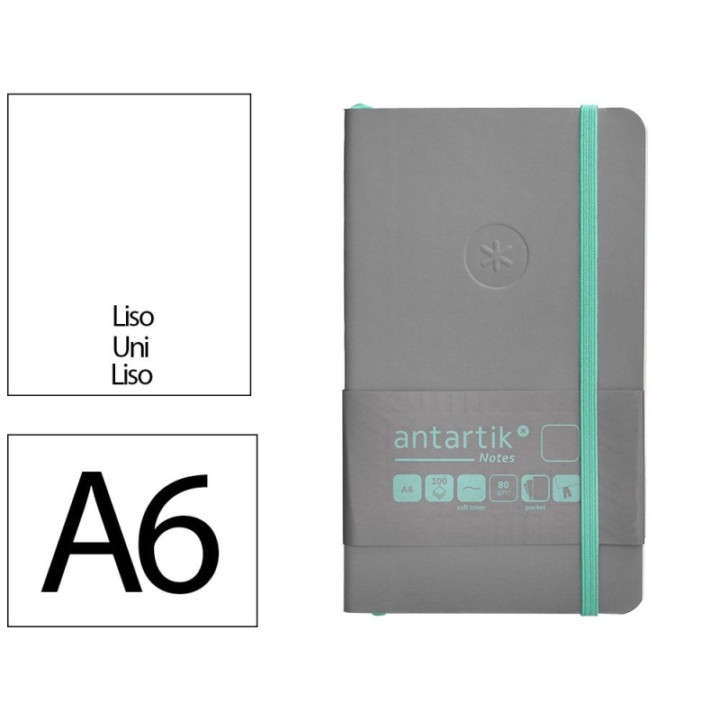 Cuaderno con gomilla antartik notes tapa blanda a6 hojas lisas gris y turquesa 100 hojas 80 gr fsc Cuaderno con gomilla antartik notes tapa blanda a6 hojas lisas gris y turquesa 100 hojas 80 gr fsc