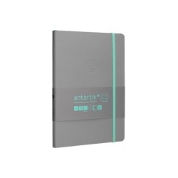 Cuaderno con gomilla antartik notes tapa blanda a5 hojas cuadricula gris y turquesa 80 hojas 80 gr fsc