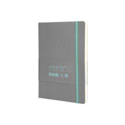 Cuaderno con gomilla antartik notes tapa blanda a5 hojas rayas gris y turquesa 80 hojas 80 gr fsc