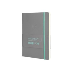 Cuaderno con gomilla antartik notes tapa blanda a5 hojas lisas gris y turquesa 80 hojas 80 gr fsc