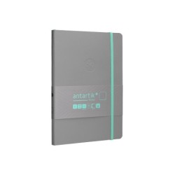 Cuaderno con gomilla antartik notes tapa blanda a5 hojas lisas gris y turquesa 80 hojas 80 gr fsc