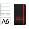 Cuaderno con gomilla antartik notes tapa blanda a6 rayas negro y rojo 100 hojas 80 gr fsc