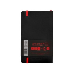 Cuaderno con gomilla antartik notes tapa blanda a6 rayas negro y rojo 100 hojas 80 gr fsc