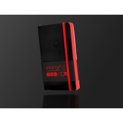 Cuaderno con gomilla antartik notes tapa blanda a6 rayas negro y rojo 100 hojas 80 gr fsc