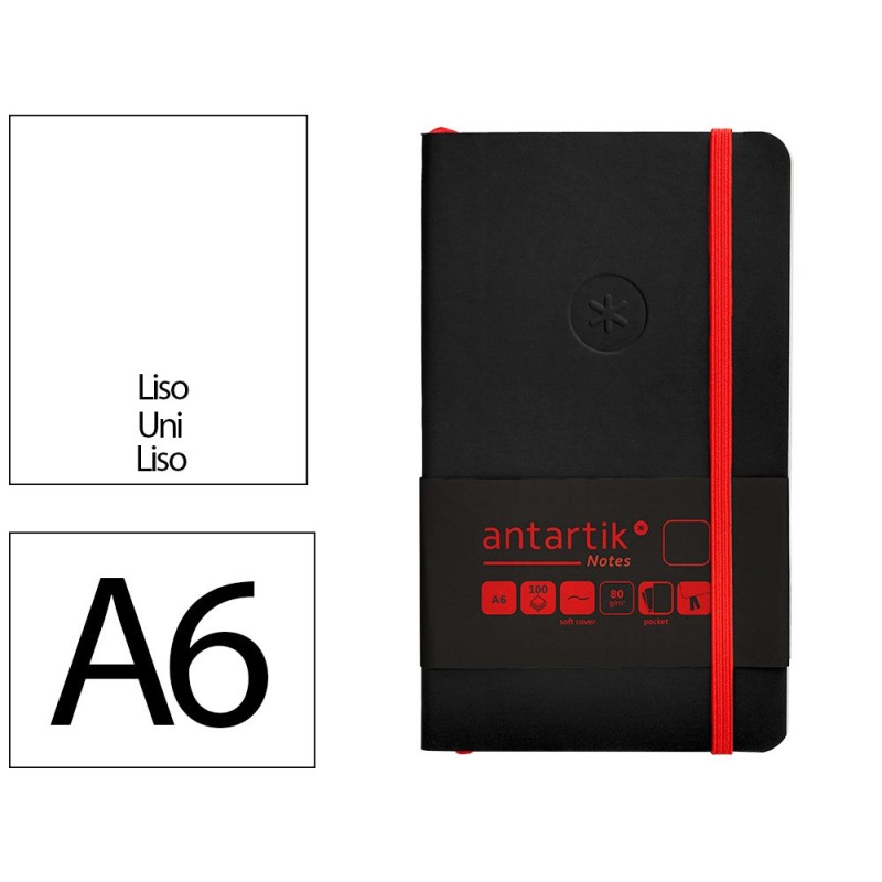 Cuaderno con gomilla antartik notes tapa blanda a6 hojas lisas negro y rojo 100 hojas 80 gr fsc Cuaderno con gomilla antartik notes tapa blanda a6 hojas lisas negro y rojo 100 hojas 80 gr fsc