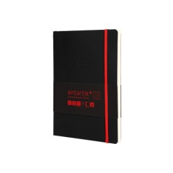 Cuaderno con gomilla antartik notes tapa blanda a5 hojas cuadricula negro y rojo 80 hojas 80 gr fsc