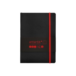 Cuaderno con gomilla antartik notes tapa blanda a5 hojas rayas negro y rojo 80 hojas 80 gr fsc