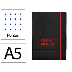 Cuaderno con gomilla antartik notes tapa blanda a5 hojas puntos negro y rojo 80 hojas 80 gr fsc