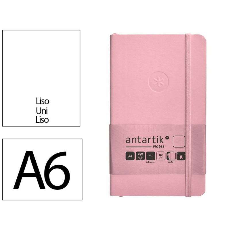 Cuaderno con gomilla antartik notes tapa blanda a6 hojas lisas rosa pastel 100 hojas 80 gr fsc Cuaderno con gomilla antartik notes tapa blanda a6 hojas lisas rosa pastel 100 hojas 80 gr fsc