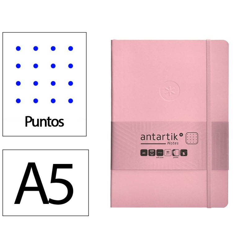 Cuaderno con gomilla antartik notes tapa blanda a5 hojas puntos rosa pastel 80 hojas 80 gr fsc Cuaderno con gomilla antartik notes tapa blanda a5 hojas puntos rosa pastel 80 hojas 80 gr fsc