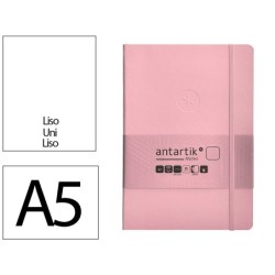 Cuaderno con gomilla antartik notes tapa blanda a5 hojas lisas rosa pastel 80 hojas 80 gr fsc