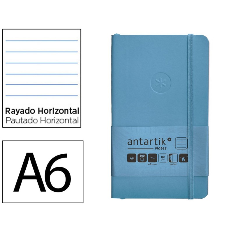 Cuaderno con gomilla antartik notes tapa blanda a6 rayas azul claro 100 hojas 80 gr fsc Cuaderno con gomilla antartik notes tapa blanda a6 rayas azul claro 100 hojas 80 gr fsc