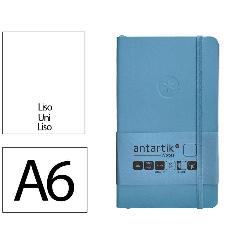 Cuaderno con gomilla antartik notes tapa blanda a6 hojas lisas azul claro 100 hojas 80 gr fsc Cuaderno con gomilla antartik notes tapa blanda a6 hojas lisas azul claro 100 hojas 80 gr fsc