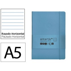 Cuaderno con gomilla antartik notes tapa blanda a5 hojas rayas azul claro 80 hojas 80 gr fsc