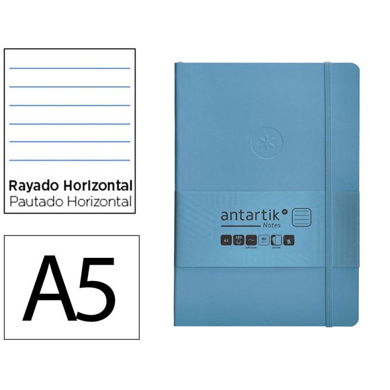 Cuaderno con gomilla antartik notes tapa blanda a5 hojas rayas azul claro 80 hojas 80 gr fsc Cuaderno con gomilla antartik notes tapa blanda a5 hojas rayas azul claro 80 hojas 80 gr fsc