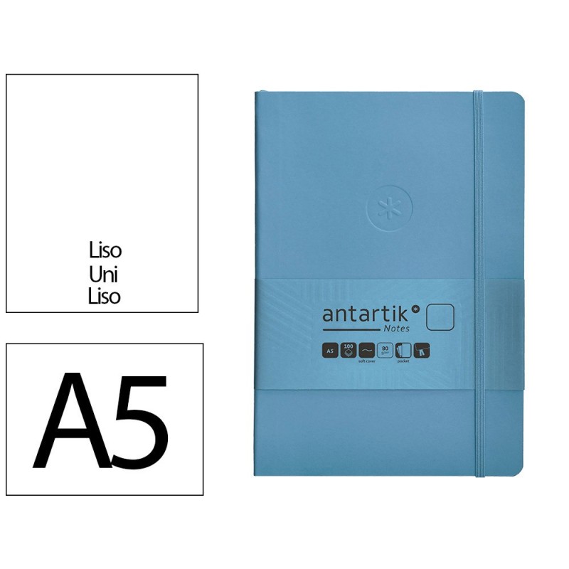 Cuaderno con gomilla antartik notes tapa blanda a5 hojas lisas azul claro 80 hojas 80 gr fsc Cuaderno con gomilla antartik notes tapa blanda a5 hojas lisas azul claro 80 hojas 80 gr fsc
