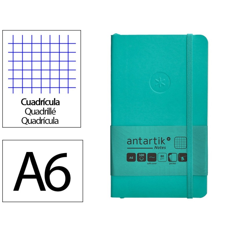 Cuaderno con gomilla antartik notes tapa blanda a6 cuadricula turquesa 100 hojas 80 gr fsc Cuaderno con gomilla antartik notes tapa blanda a6 cuadricula turquesa 100 hojas 80 gr fsc