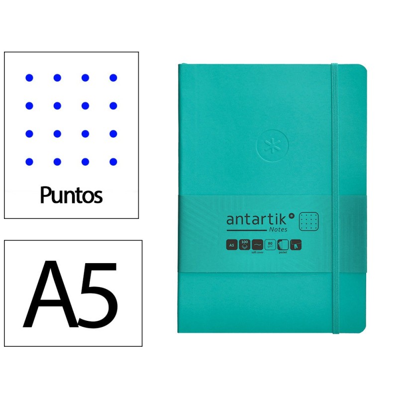 Cuaderno con gomilla antartik notes tapa blanda a5 hojas puntos turquesa 80 hojas 80 gr fsc Cuaderno con gomilla antartik notes tapa blanda a5 hojas puntos turquesa 80 hojas 80 gr fsc