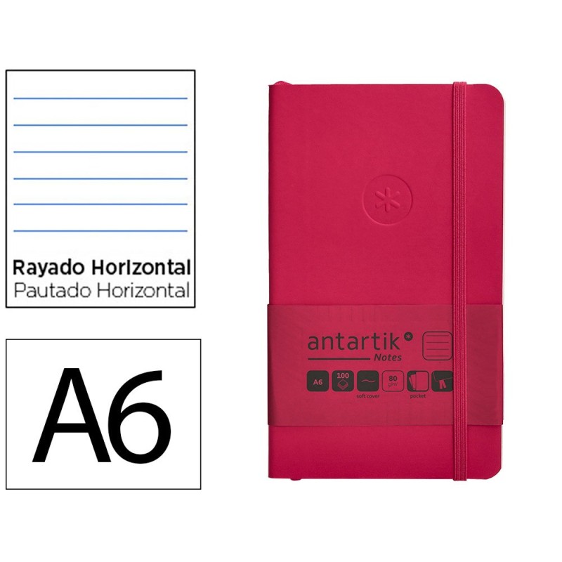 Cuaderno con gomilla antartik notes tapa blanda a6 rayas burdeos 100 hojas 80 gr fsc Cuaderno con gomilla antartik notes tapa blanda a6 rayas burdeos 100 hojas 80 gr fsc