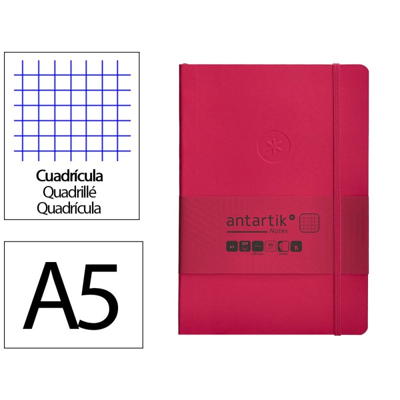 Cuaderno con gomilla antartik notes tapa blanda a5 hojas cuadricula burdeos 80 hojas 80 gr fsc Cuaderno con gomilla antartik notes tapa blanda a5 hojas cuadricula burdeos 80 hojas 80 gr fsc