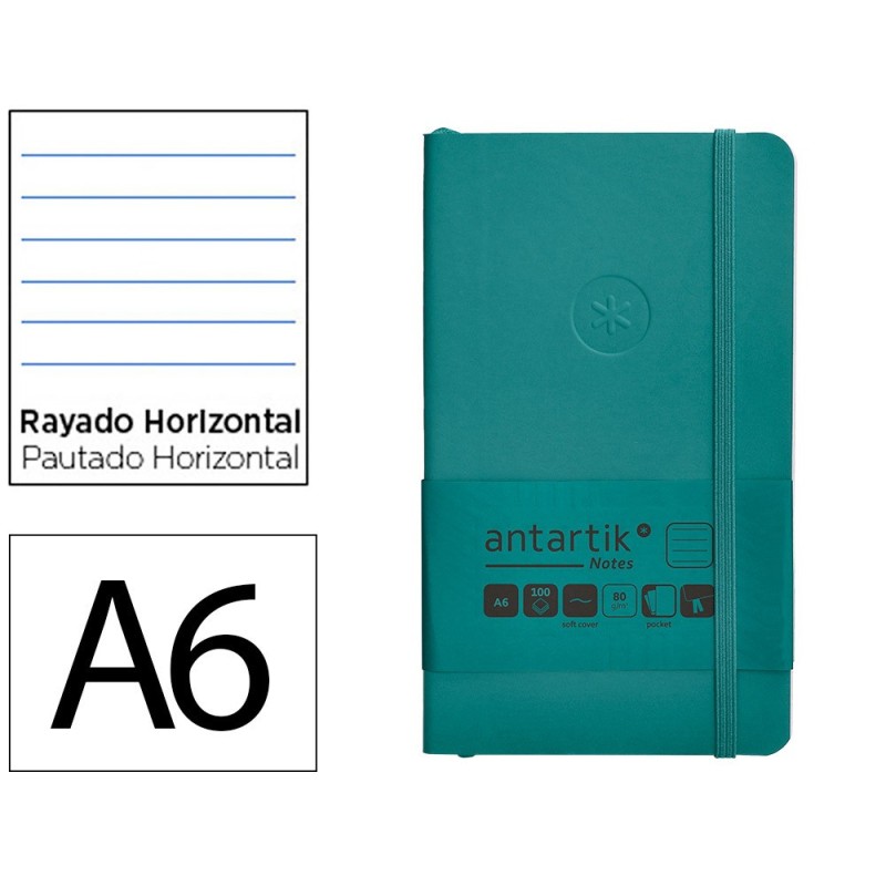 Cuaderno con gomilla antartik notes tapa blanda a6 rayas verde aguamarina 100 hojas 80 gr fsc Cuaderno con gomilla antartik notes tapa blanda a6 rayas verde aguamarina 100 hojas 80 gr fsc