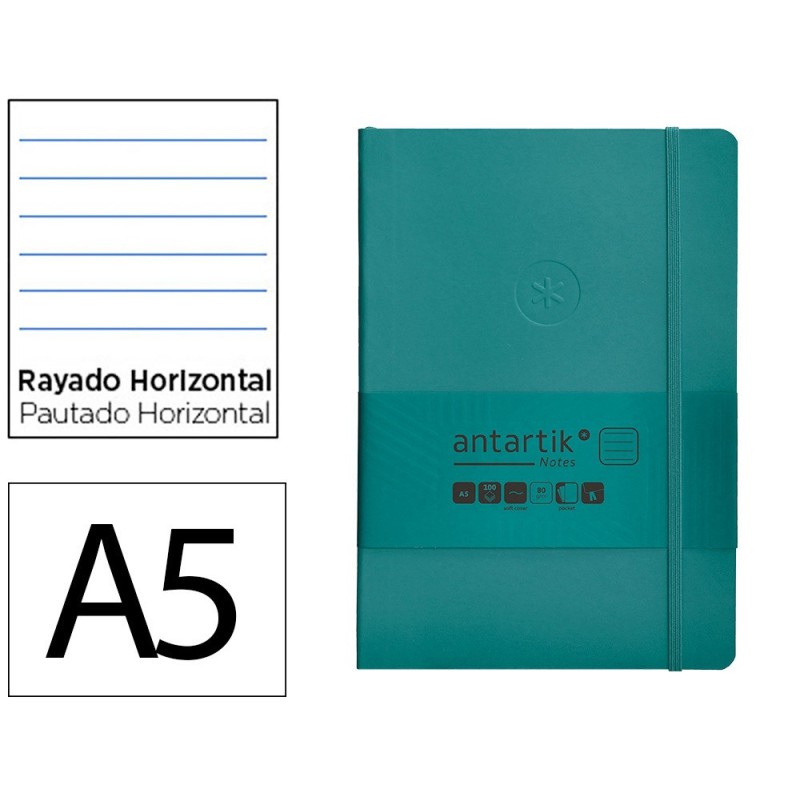 Cuaderno con gomilla antartik notes tapa blanda a5 hojas rayas verde aguamarina 80 hojas 80 gr fsc Cuaderno con gomilla antartik notes tapa blanda a5 hojas rayas verde aguamarina 80 hojas 80 gr fsc