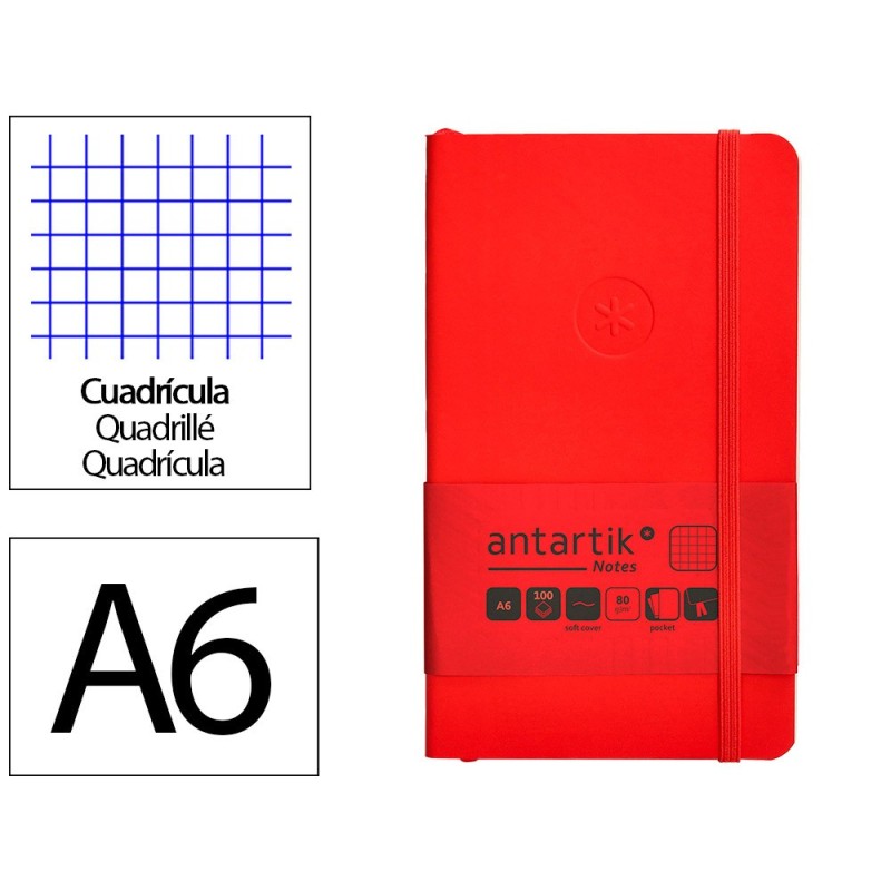 Cuaderno con gomilla antartik notes tapa blanda a6 cuadricula rojo 100 hojas 80 gr fsc Cuaderno con gomilla antartik notes tapa blanda a6 cuadricula rojo 100 hojas 80 gr fsc