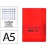Cuaderno con gomilla antartik notes tapa blanda a5 hojas cuadricula rojo 80 hojas 80 gr fsc