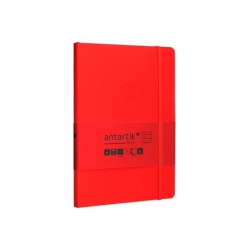 Cuaderno con gomilla antartik notes tapa blanda a5 hojas cuadricula rojo 80 hojas 80 gr fsc