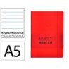 Cuaderno con gomilla antartik notes tapa blanda a5 hojas rayas rojo 80 hojas 80 gr fsc