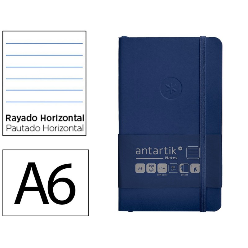 Cuaderno con gomilla antartik notes tapa blanda a6 rayas azul marino 100 hojas 80 gr fsc Cuaderno con gomilla antartik notes tapa blanda a6 rayas azul marino 100 hojas 80 gr fsc