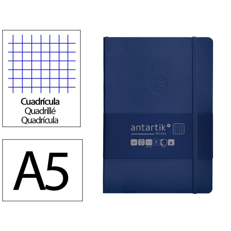 Cuaderno con gomilla antartik notes tapa blanda a5 hojas cuadricula azul marino 80 hojas 80 gr fsc Cuaderno con gomilla antartik notes tapa blanda a5 hojas cuadricula azul marino 80 hojas 80 gr fsc