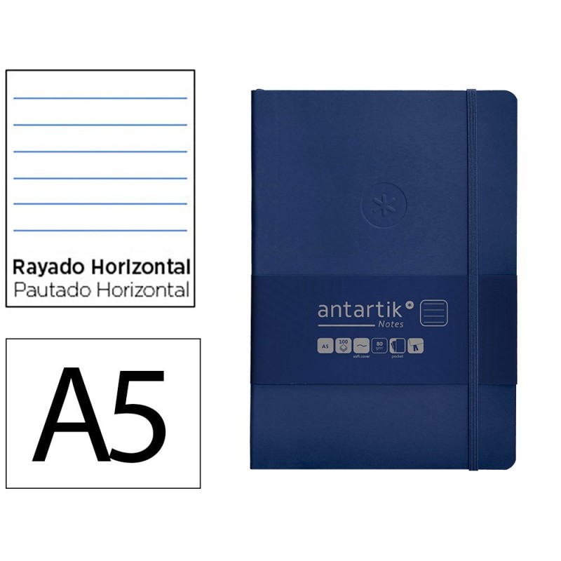 Cuaderno con gomilla antartik notes tapa blanda a5 hojas rayas azul marino 80 hojas 80 gr fsc Cuaderno con gomilla antartik notes tapa blanda a5 hojas rayas azul marino 80 hojas 80 gr fsc
