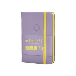 Cuaderno con gomilla antartik notes tapa dura a7 hojas lisas morado y amarillo 80 hojas 80 gr fsc