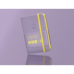 Cuaderno con gomilla antartik notes tapa dura a7 hojas lisas morado y amarillo 80 hojas 80 gr fsc