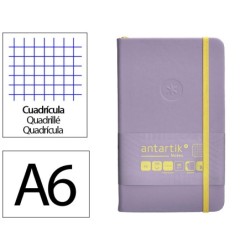 Cuaderno con gomilla antartik notes tapa dura a6 hojas cuadricula morado y amarillo 100 hojas 80 gr fsc