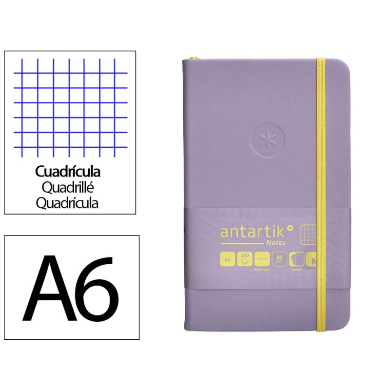 Cuaderno con gomilla antartik notes tapa dura a6 hojas cuadricula morado y amarillo 100 hojas 80 gr fsc Cuaderno con gomilla antartik notes tapa dura a6 hojas cuadricula morado y amarillo 100 hojas 80 gr fsc