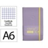 Cuaderno con gomilla antartik notes tapa dura a6 hojas cuadricula morado y amarillo 100 hojas 80 gr fsc
