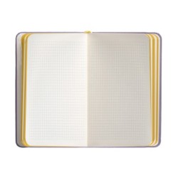 Cuaderno con gomilla antartik notes tapa dura a6 hojas cuadricula morado y amarillo 100 hojas 80 gr fsc