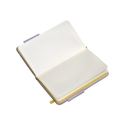 Cuaderno con gomilla antartik notes tapa dura a6 hojas cuadricula morado y amarillo 100 hojas 80 gr fsc