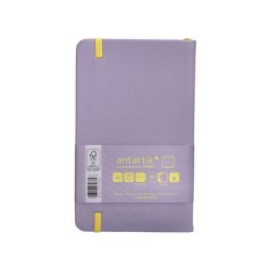 Cuaderno con gomilla antartik notes tapa dura a6 hojas rayas morado y amarillo 100 hojas 80 gr fsc
