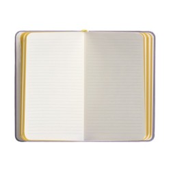Cuaderno con gomilla antartik notes tapa dura a6 hojas rayas morado y amarillo 100 hojas 80 gr fsc