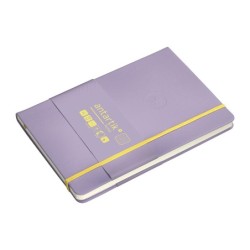 Cuaderno con gomilla antartik notes tapa dura a5 hojas cuadricula morado y amarillo 100 hojas 80 gr fsc