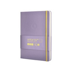 Cuaderno con gomilla antartik notes tapa dura a5 hojas rayas morado y amarillo 100 hojas 80 gr fsc