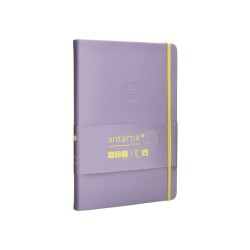 Cuaderno con gomilla antartik notes tapa dura a5 hojas rayas morado y amarillo 100 hojas 80 gr fsc