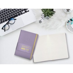 Cuaderno con gomilla antartik notes tapa dura a5 hojas puntos morado y amarillo 100 hojas 80 gr fsc