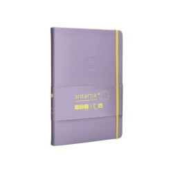 Cuaderno con gomilla antartik notes tapa dura a5 hojas lisas morado y amarillo 100 hojas 80 gr fsc