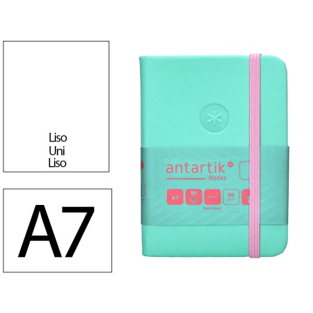 Cuaderno con gomilla antartik notes tapa dura a7 hojas lisas rosa y turquesa 80 hojas 80 gr fsc