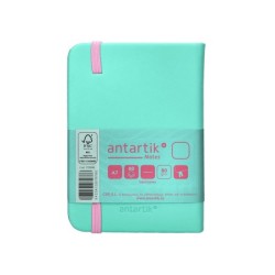 Cuaderno con gomilla antartik notes tapa dura a7 hojas lisas rosa y turquesa 80 hojas 80 gr fsc