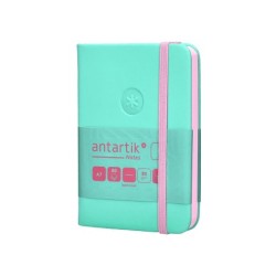 Cuaderno con gomilla antartik notes tapa dura a7 hojas lisas rosa y turquesa 80 hojas 80 gr fsc